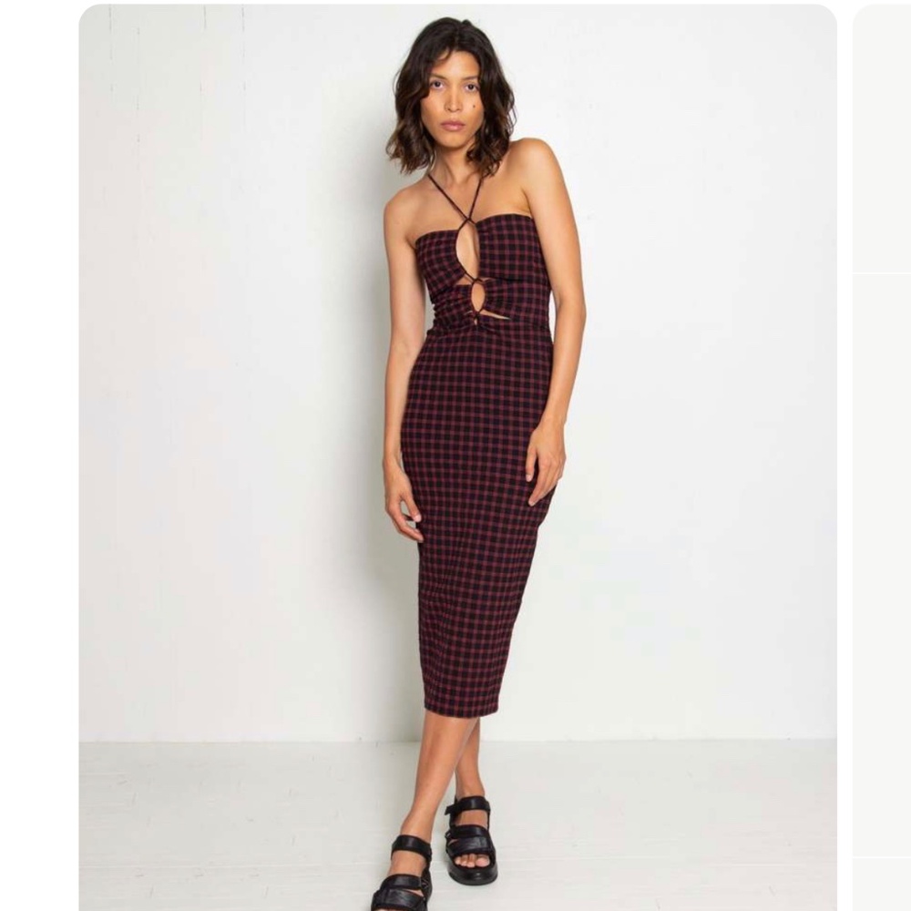 Rachel Comey Indra Dress Gingham Black/Red size 8